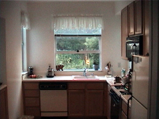 Kitchen at sunset, you can see Panhandle Park