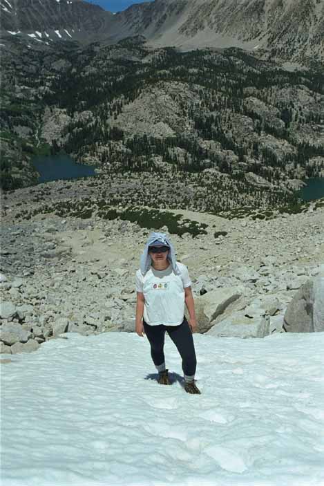 Jane on the July snow